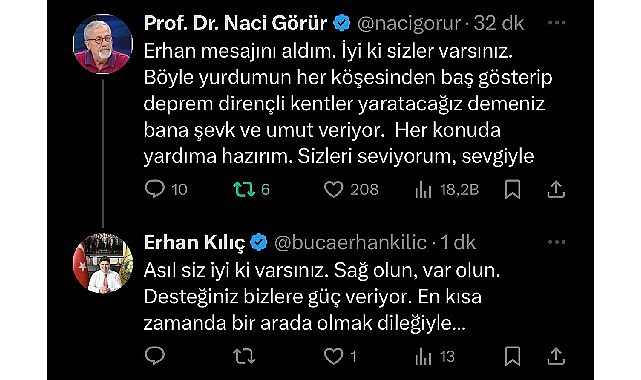 Prof. Görür'den Başkan Erhan Kılıç'a yanıt: “Bana şevk ve umut verdiniz"